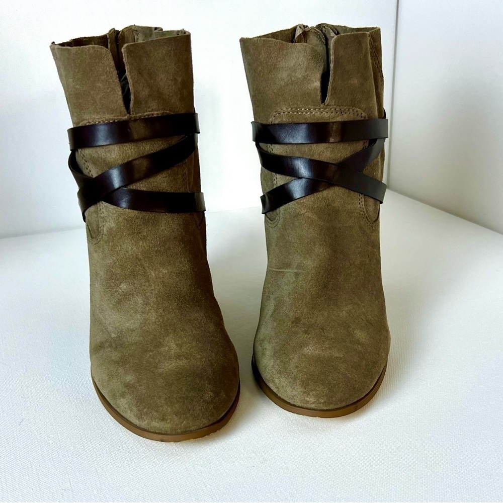 Carlos By Carlos Santana Miles Chunky Heel Leather Ankle Boots Size 10 - Picture 3 of 7